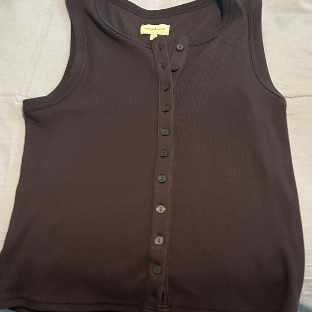 Thread & Supply Chocolate Button-Front Tank Top